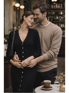 White Warren Dress W XS V Neck Button Capsule Minimalist Luxury Black